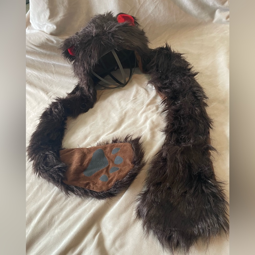 Bear hat, wrap, gloves, Papa Bear costume. Chicago bears. Halloween bear